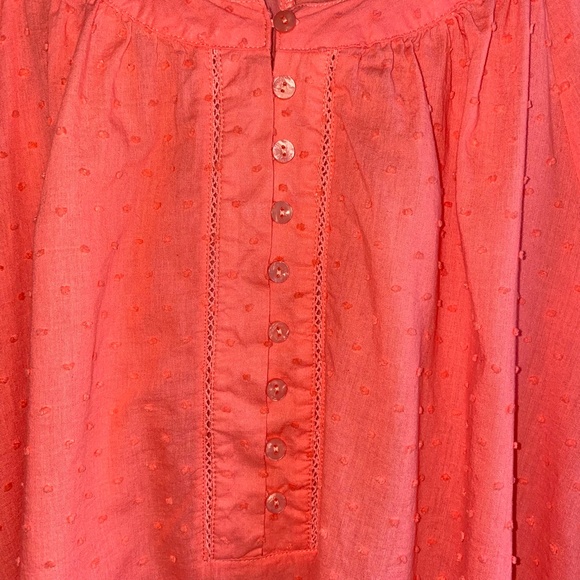 LANE BRYANT Coral Swiss dot peasant top - Picture 5 of 10